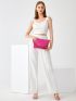 Fringe Decor Flap Straw Clutch Bag