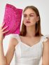 Fringe Decor Flap Straw Clutch Bag