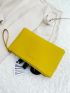 Letter Graphic Litchi Embossed Square Bag