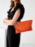 Fringe Trim Flap Straw Bag