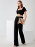 Tassel Decor Weave Detail Flap Square Bag