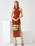Mini Graphic Straw Bucket Bag