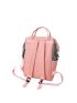 4pcs Letter Patch Decor Backpack Set With Bag Charm