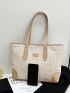 Contrast Binding Straw Bag With Bag Charm