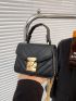 Mini Push Lock Quilted Top Handle Flap Chain Square Bag