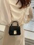 Mini Push Lock Quilted Top Handle Flap Chain Square Bag