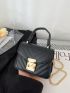 Mini Push Lock Quilted Top Handle Flap Chain Square Bag