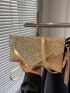 Glitter Decor Flap Square Bag With Wristlet