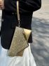 Glitter Decor Flap Square Bag With Wristlet