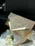 Glitter Decor Flap Square Bag With Wristlet