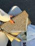 Glitter Decor Flap Square Bag With Wristlet