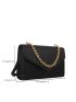 Embossed Detail Square Bag Chain Decor Flap PU