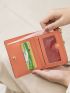 Letter Graphic Contrast Piping Small Wallet