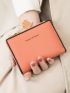 Letter Graphic Contrast Piping Small Wallet