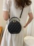 Mini Letter Graphic Quilted Top Handle Circle Bag