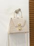 Mini Crocodile Embossed Metal Lock Flap Chain Square Bag