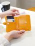 Zipper Decor Snap Button Small Wallet