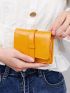 Zipper Decor Snap Button Small Wallet