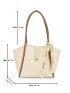 Contrast Binding Tote Bag With Inner Pouch