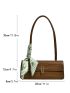 Twilly Scarf Decor Crocodile Embossed Metal Lock Square Bag