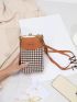 Houndstooth & Letter Graphic Kiss Lock Phone Wallet