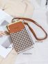 Houndstooth & Letter Graphic Kiss Lock Phone Wallet