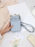 Houndstooth & Letter Graphic Kiss Lock Phone Wallet