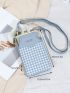 Houndstooth & Letter Graphic Kiss Lock Phone Wallet