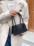 Letter Graphic Double Handle Baguette Bag