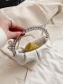 Mini Rhinestone Decor Chain Ruched Bag
