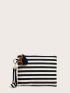 Striped Pattern Tassel Decor Clutch Bag