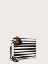 Striped Pattern Tassel Decor Clutch Bag