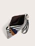 Striped Pattern Tassel Decor Clutch Bag