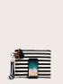 Striped Pattern Tassel Decor Clutch Bag