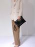 Studded Decor Quilted Clutch Bag