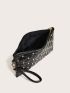 Studded Decor Quilted Clutch Bag
