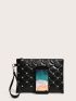 Studded Decor Quilted Clutch Bag
