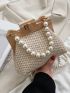 Mini Colorblock Faux Pearl Decor Fluffy Shoulder Bag