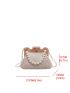 Mini Colorblock Faux Pearl Decor Fluffy Shoulder Bag
