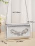 Mini Metallic Rhinestone Decor Flap Evening Bag