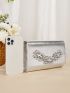 Mini Metallic Rhinestone Decor Flap Evening Bag