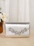 Mini Metallic Rhinestone Decor Flap Evening Bag
