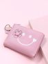Floral Print Heart Charm Small Wallet