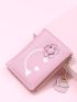 Floral Print Heart Charm Small Wallet