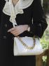 Embossed Detail Chain Square Bag