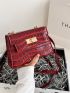 Mini Crocodile Embossed Twist Lock Flap Square Bag