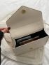Geometric Embossed Square Bag Chain Decor Flap White PU