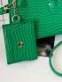 Mini Snakeskin Embossed Double Handle Square Bag With Coin Purse
