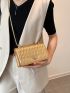 Mini Metallic Artificial Patent Leather Twist Lock Quilted Flap Chain Square Bag