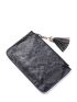 Snakeskin Print Pattern Tassel Detail Long Wallet